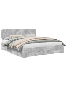 Struttura del letto con testiera Grigio cemento 200 x 200 cm 2