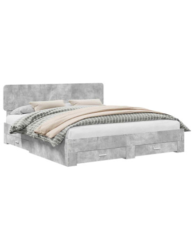 Struttura del letto con testiera Grigio cemento 200 x 200 cm