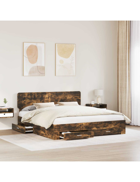 Struttura del letto Rovere fumé 200 x 200 cm Legno multistrato