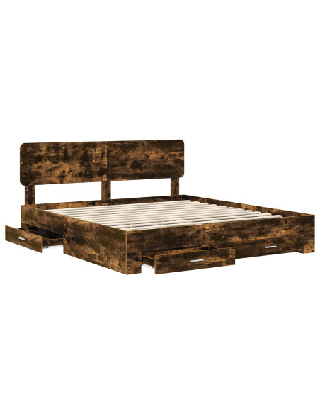 Struttura del letto Rovere fumé 200 x 200 cm Legno multistrato