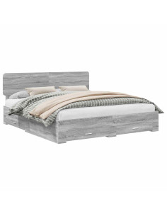 Struttura del letto con testiera Grigio Sonoma 200 x 200 cm 2