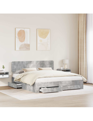 Struttura del letto con testiera Grigio cemento 180 x 200 cm
