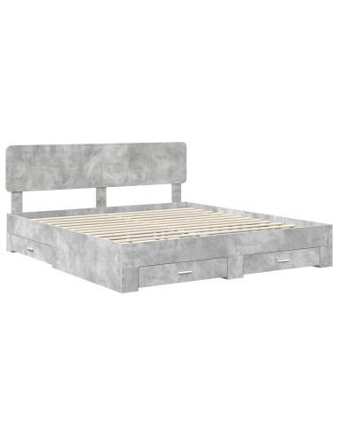 Struttura del letto con testiera Grigio cemento 180 x 200 cm