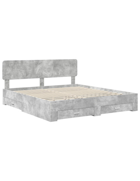 Struttura del letto con testiera Grigio cemento 180 x 200 cm