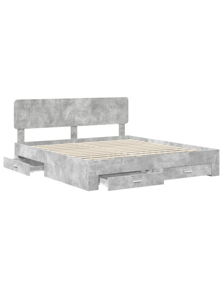 Struttura del letto con testiera Grigio cemento 180 x 200 cm