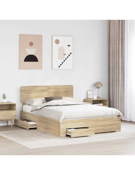 Struttura del letto con testiera Rovere Sonoma 150 x 200 cm