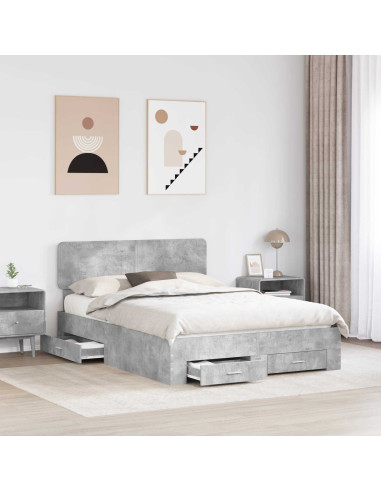 Struttura del letto con testiera Grigio cemento 140 x 200 cm