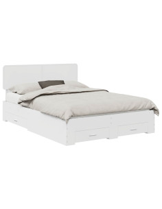 Struttura del letto Bianco 140 x 190 cm Legno multistrato 2