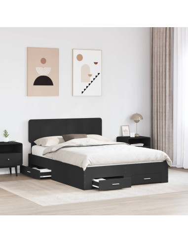 Struttura del letto Nero 140 x 190 cm Legno multistrato