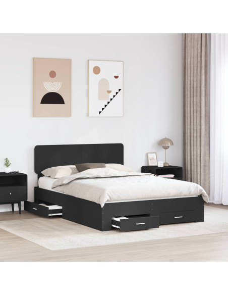 Struttura del letto Nero 140 x 190 cm Legno multistrato