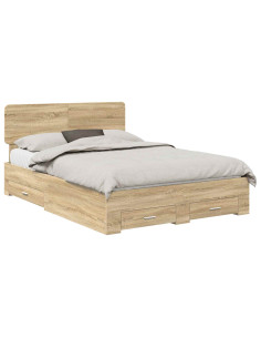 Struttura del letto con testiera Rovere Sonoma 140 x 190 cm 2
