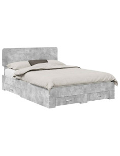 Struttura del letto con testiera Grigio cemento 140 x 190 cm 2
