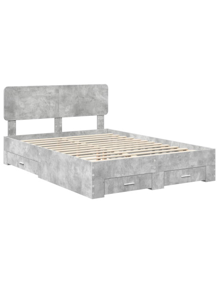 Struttura del letto con testiera Grigio cemento 140 x 190 cm