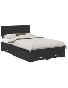 Struttura del letto Nero 135 x 190 cm Legno multistrato 2