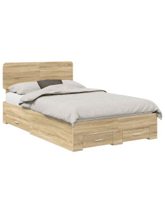 Struttura del letto con testiera Rovere Sonoma 135 x 190 cm 2