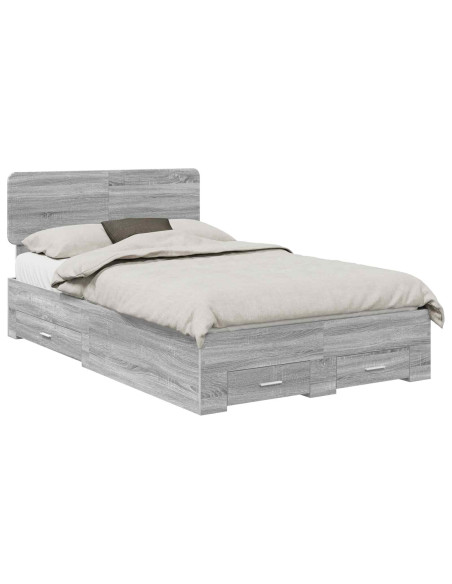 Struttura del letto con testiera Grigio Sonoma 135 x 190 cm