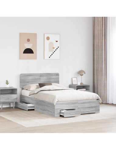 Struttura del letto con testiera Grigio Sonoma 120 x 200 cm