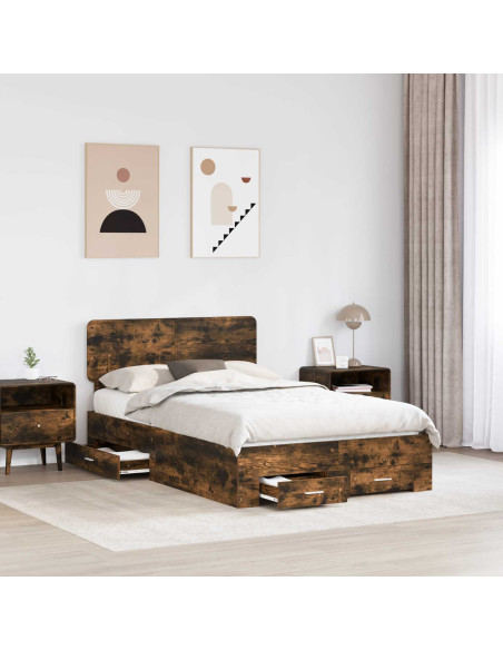 Struttura del letto Rovere fumé 120 x 190 cm Legno multistrato