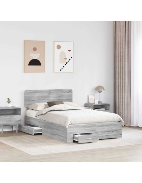 Struttura del letto con testiera Grigio Sonoma 120 x 190 cm