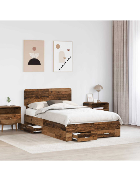 Struttura del letto con testiera Legno vecchio 120 x 190 cm