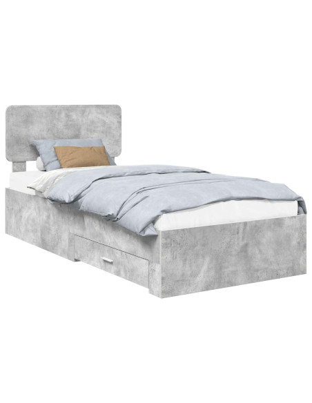 Struttura del letto con testiera Grigio cemento 100 x 200 cm