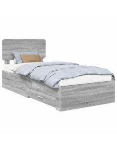 Struttura del letto con testiera Grigio Sonoma 100 x 200 cm 2