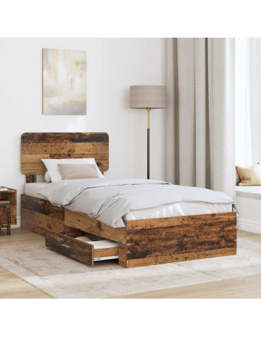 Struttura del letto con testiera Legno vecchio 100 x 200 cm