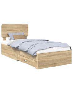 Struttura del letto Rovere Sonoma 90 x 190 cm Legno multistrato 2