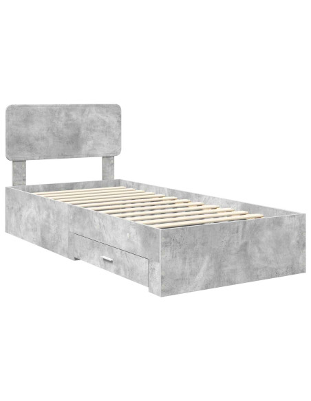 Struttura del letto con testiera Grigio cemento 90 x 190 cm