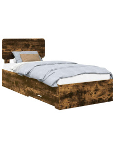 Struttura del letto Rovere fumé 90 x 190 cm Legno multistrato 2