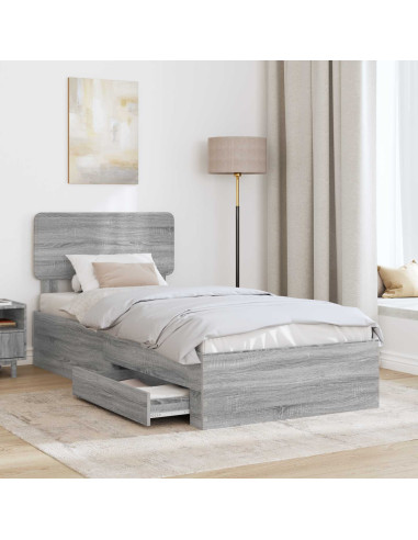 Struttura del letto Grigio Sonoma 90 x 190 cm Legno multistrato