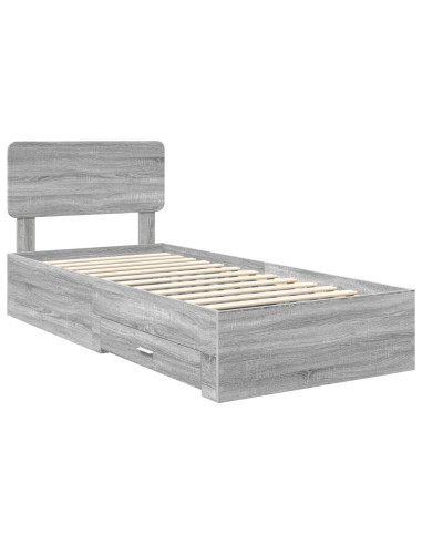 Struttura del letto Grigio Sonoma 90 x 190 cm Legno multistrato