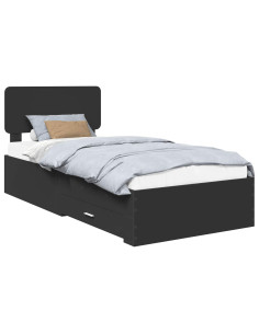 Struttura del letto Nero 75 x 190 cm Legno multistrato 2