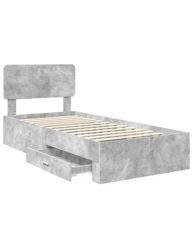 Struttura del letto con testiera Grigio cemento 70 x 190 cm