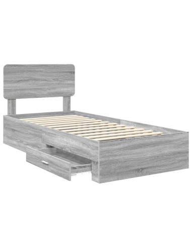 Struttura del letto Grigio Sonoma 75 x 190 cm Legno multistrato