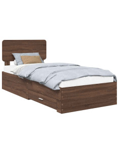 Struttura del letto con testiera Rovere Marrone 75 x 190 cm 2