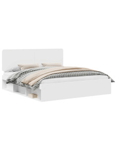 Struttura del letto Bianco 200 x 200 cm Pino massello 2