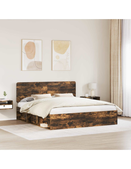 Struttura del letto Rovere fumé 200 x 200 cm Pino massello