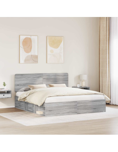 Struttura del letto Grigio Sonoma 200 x 200 cm Pino massello