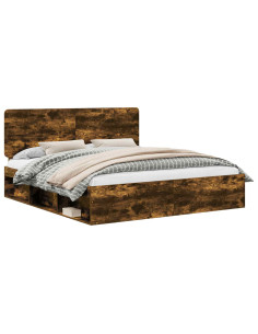 Struttura del letto Rovere fumé 180 x 200 cm Pino massello 2