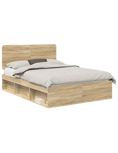 Struttura del letto Rovere Sonoma 150 x 200 cm Pino massello 2