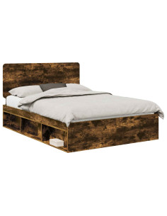 Struttura del letto Rovere fumé 150 x 200 cm Pino massello 2