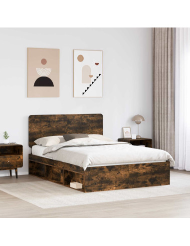 Struttura del letto Rovere fumé 140 x 200 cm Pino massello