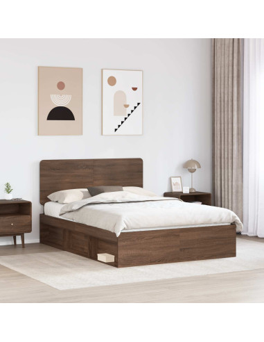Struttura del letto Rovere Marrone 140 x 200 cm Pino massello