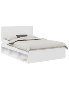 Struttura del letto Bianco 140 x 190 cm Pino massello 2