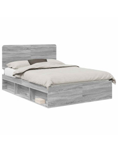 Struttura del letto Grigio Sonoma 140 x 190 cm Pino massello 2