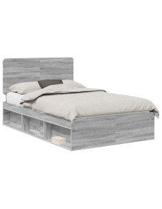 Struttura del letto Grigio Sonoma 135 x 190 cm Pino massello 2