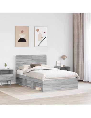 Struttura del letto Grigio Sonoma 135 x 190 cm Pino massello