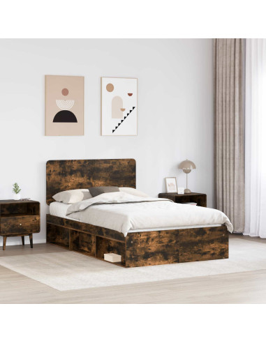 Struttura del letto Rovere fumé 120 x 200 cm Pino massello