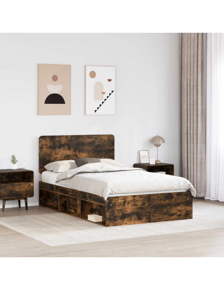 Struttura del letto Rovere fumé 120 x 200 cm Pino massello